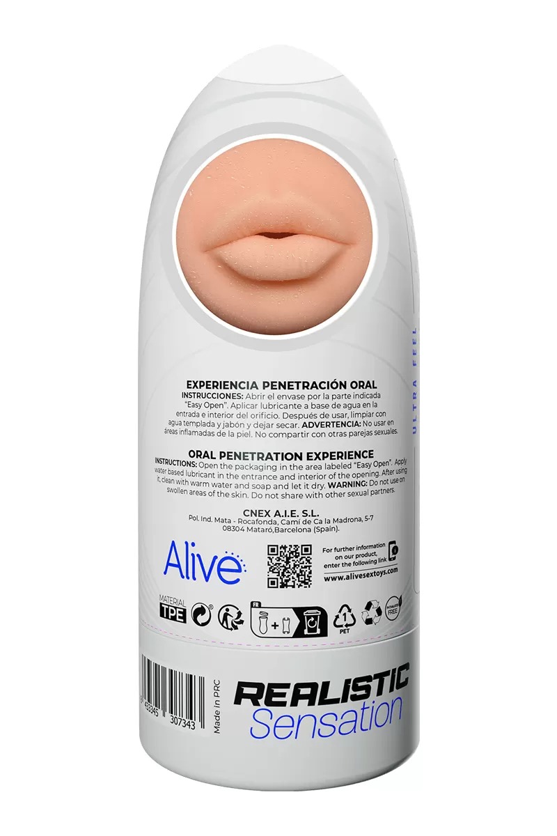 Мастурбатор мужской в виде рта Alive Oral Flex в колбе, M