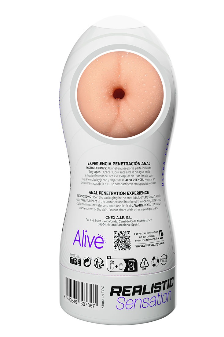 Мастурбатор в колбе Alive Maxi Flex с анальным отверстием
