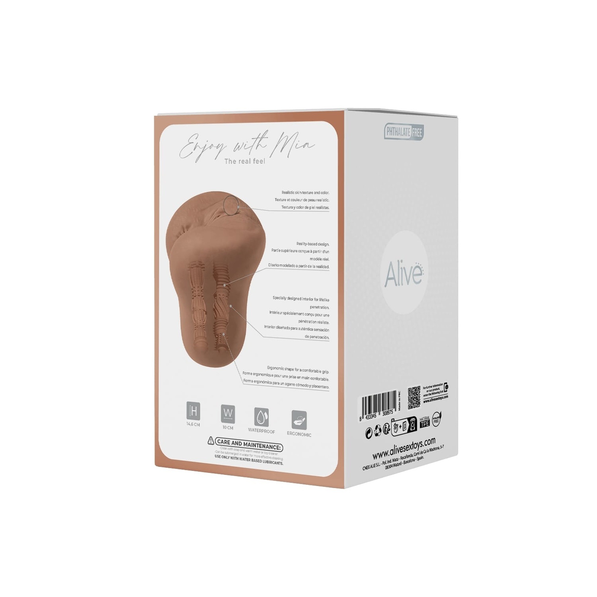 Мастурбатор реалістичний Alive Mia вагін та анус, бежевий, XL