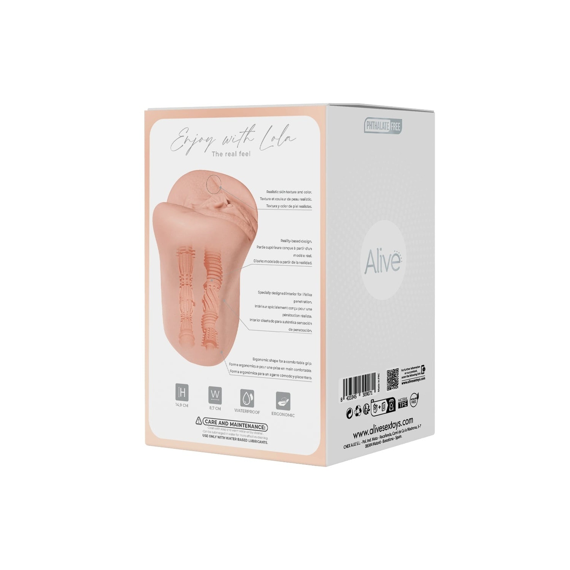 Мастурбатор реалістичний з двома отворами Alive Lola вагіна та анус, бежевий, L