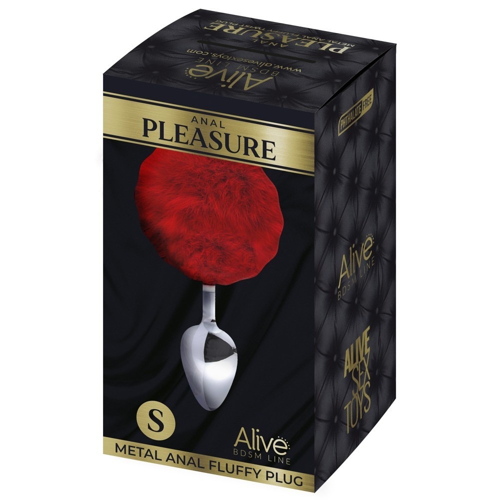 Анальна пробка металева Alive Anal Pleasure з червоним хвостиком, S