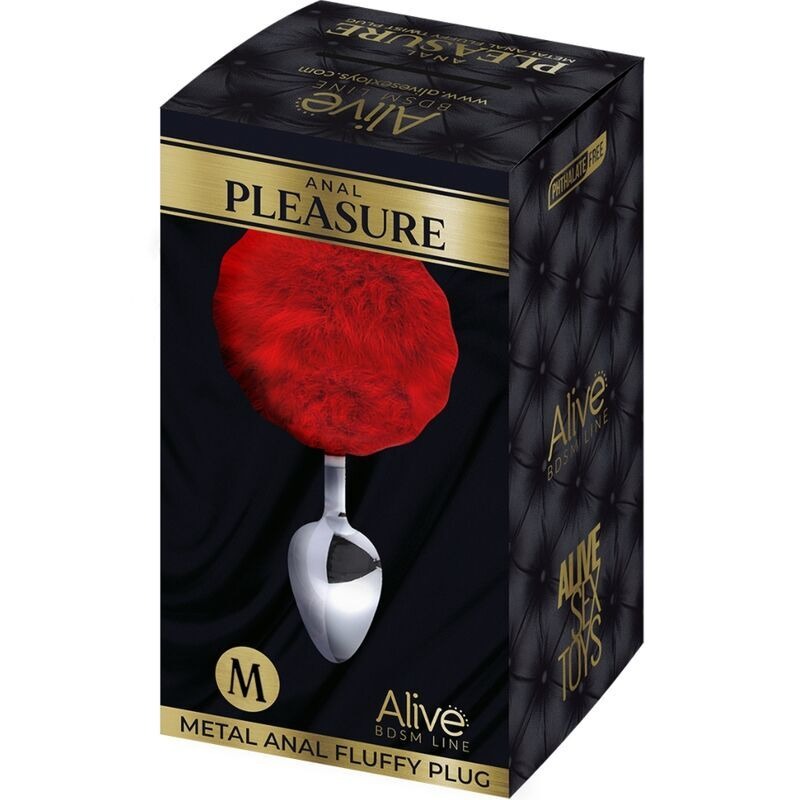 Анальна пробка Alive Anal Pleasure з червоним хвостиком, M