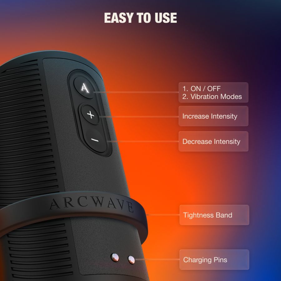 Вібруючий мастурбатор Arcwave Zing Black, відкритий, чорний