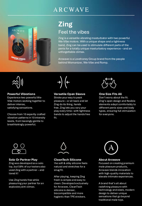 Вібруючий мастурбатор Arcwave Zing Black, відкритий, чорний
