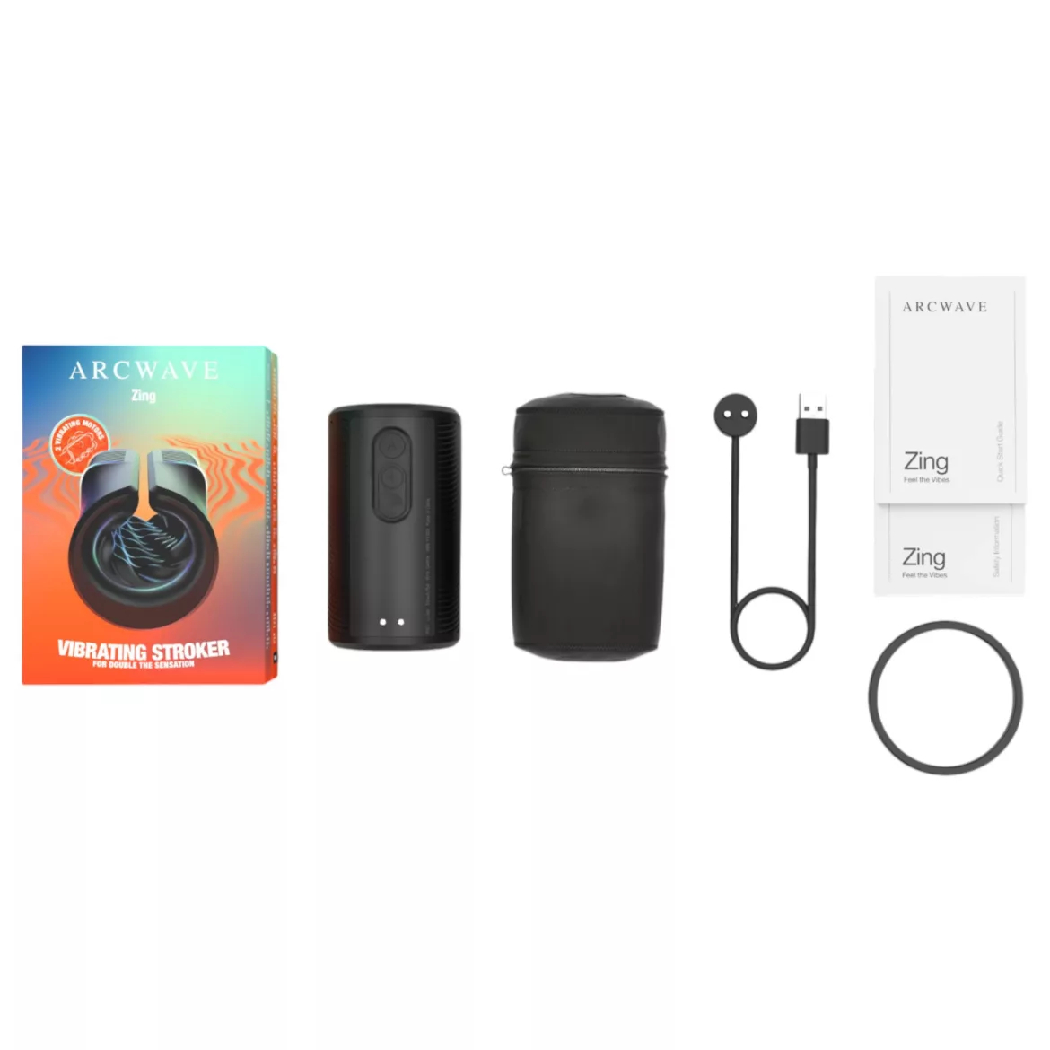 Вібруючий мастурбатор Arcwave Zing Black, відкритий, чорний