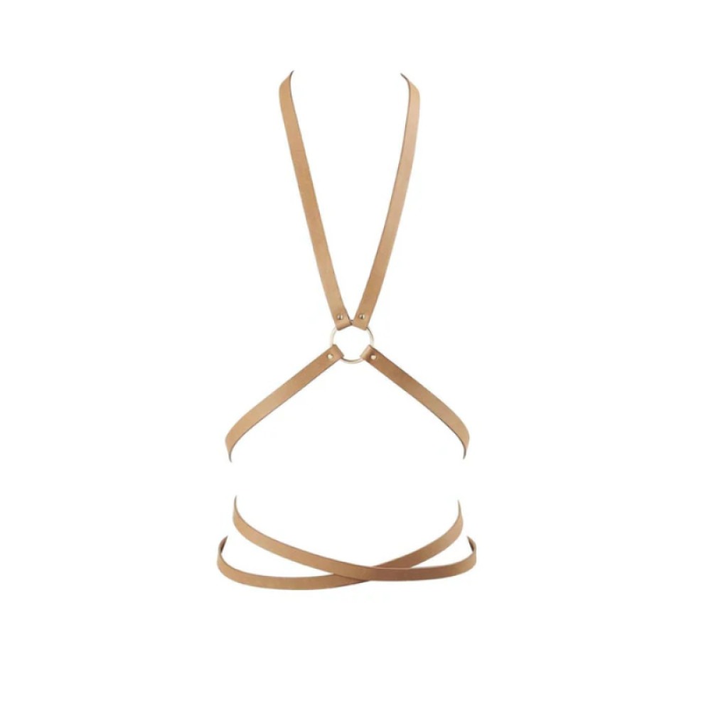 Портупея на грудь с акцентом на талии MAZE Bijoux Indiscrets бежевая, OS