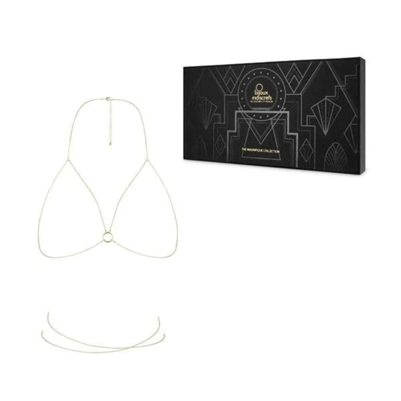 Ланцюжок портупея Bijoux Indiscrets Magnifique Bra Chain - Silver, прикраса на тіло