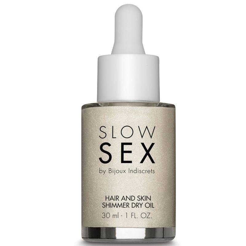 Сухое масло для тела и волос Slow Sex by Bijoux Indiscrets с мерцающими частичками