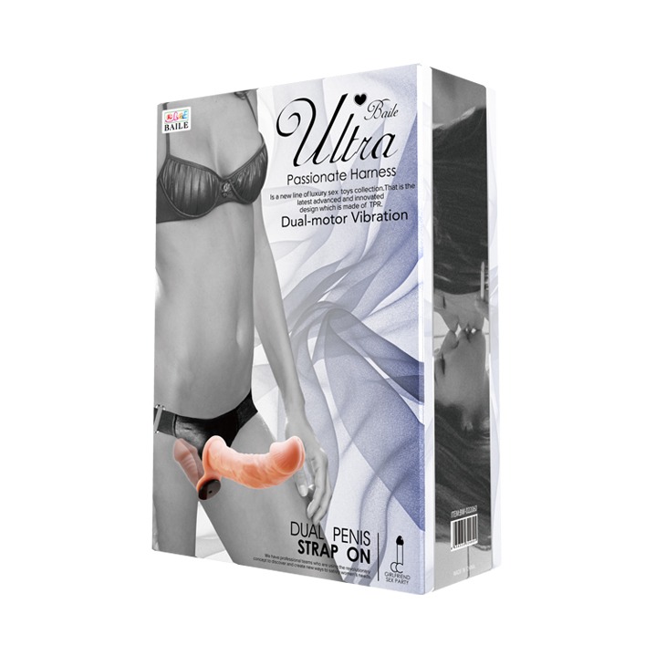 Двойной страпон с вибрацией Ultra Passionate Harness Dual Vibration с проводным пультом управления