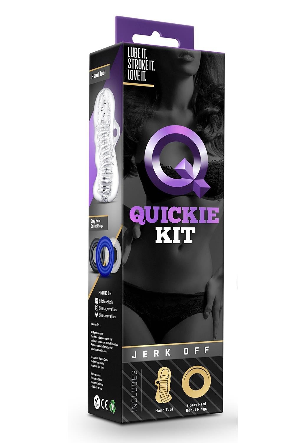 Набір мастурбатор та 3 ерекційні кільця Blush Quickie kit прозорий