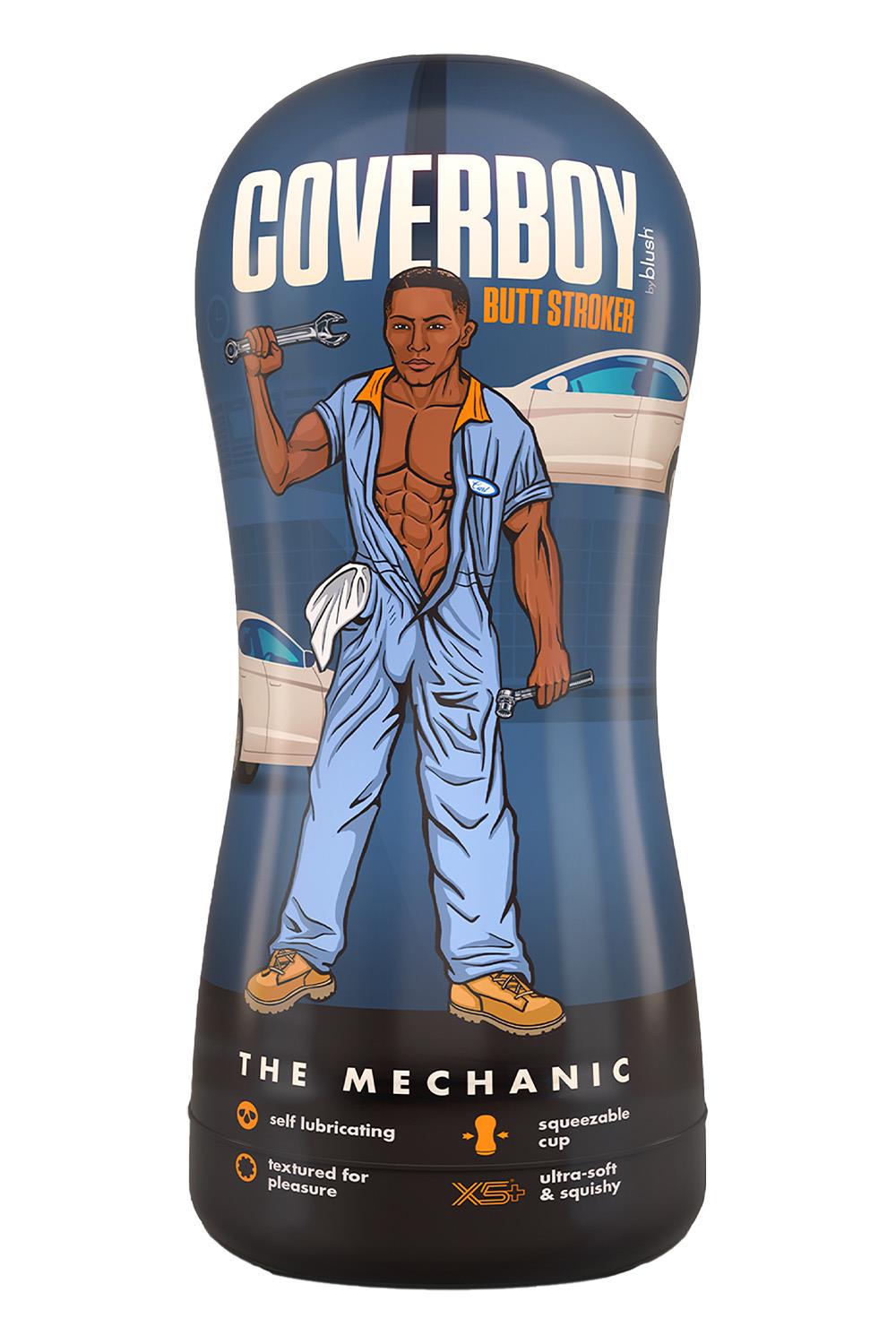 Мастурбатор-анус Blush Coverboy The Mechanic у колбі, коричневий, 18.5 см