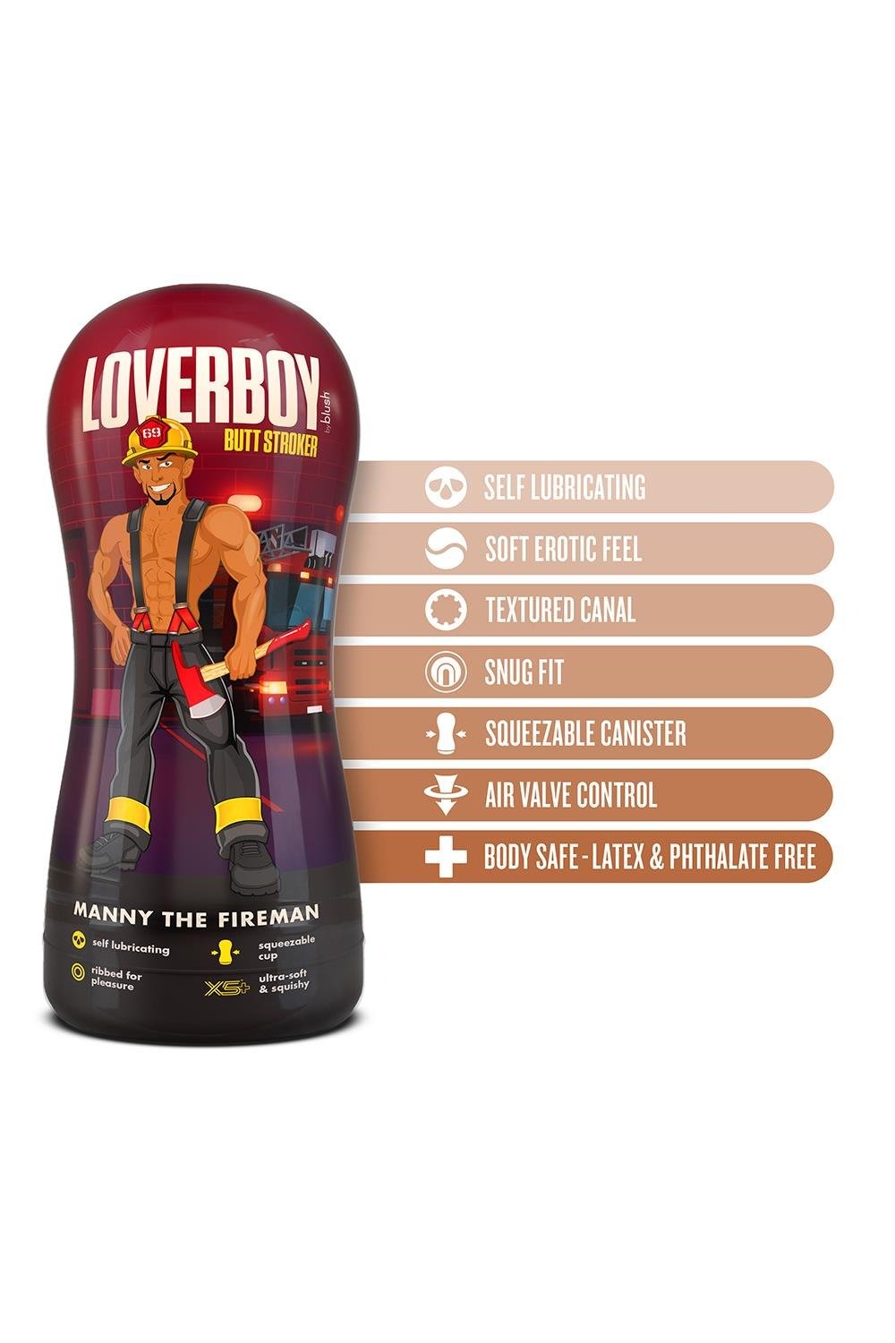 Мастурбатор анал Blush Coverboy у колбі, коричневий, 18.5 см