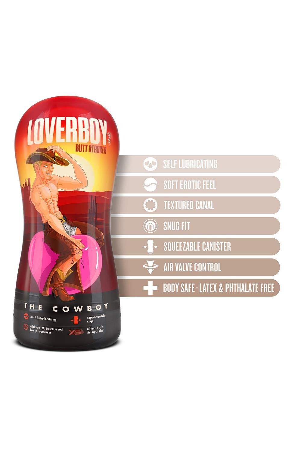 Мастурбатор анус Blush Coverboy Cowboy бежевий, 18.5 см