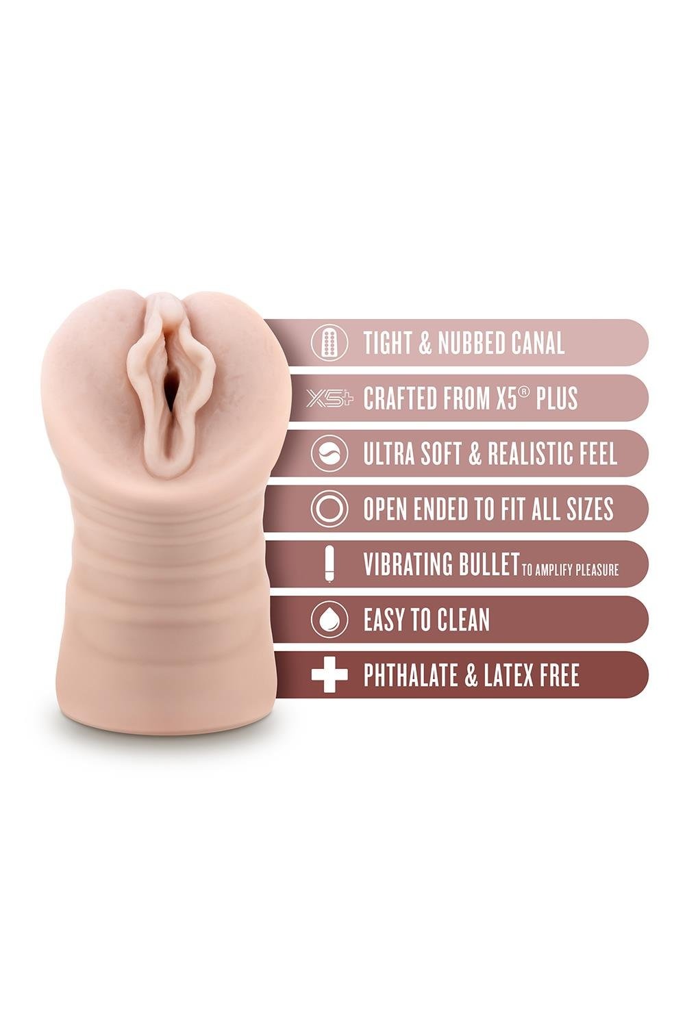 Мастурбатор-вагина Blush Enlust Destini с вибропулей, бежевый, 11.5 см