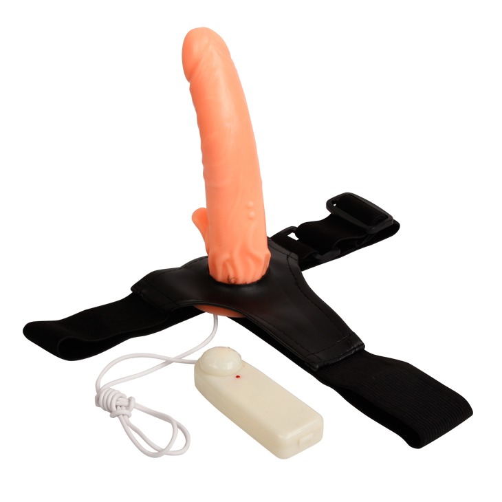 Страпон с вибро Multi-speed Rotation Harness Flesh, 18 см