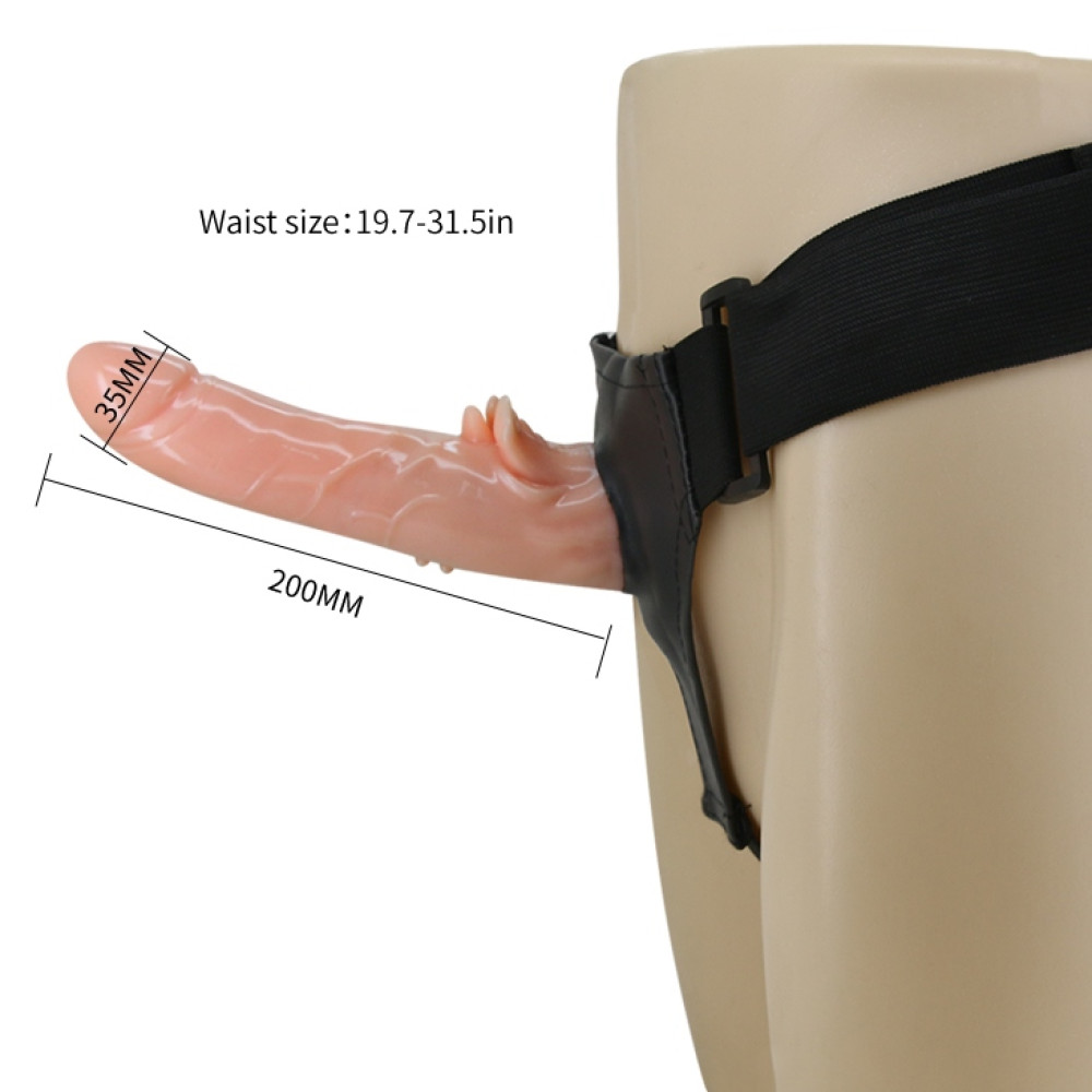 Страпон с вибро Multi-speed Rotation Harness Flesh, 18 см