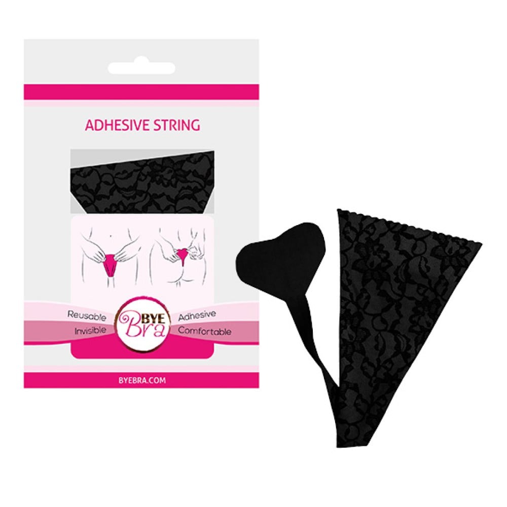 Самоклеючі трусики Bye Bra, чорні з мереживом, One Size