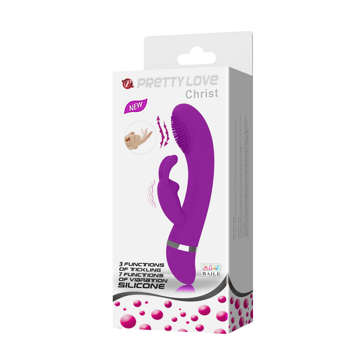 Вібратор-кролик PRETTY LOVE Christ зі стимуляцією точки G, фіолетовий, 18,8 × 3,6 см