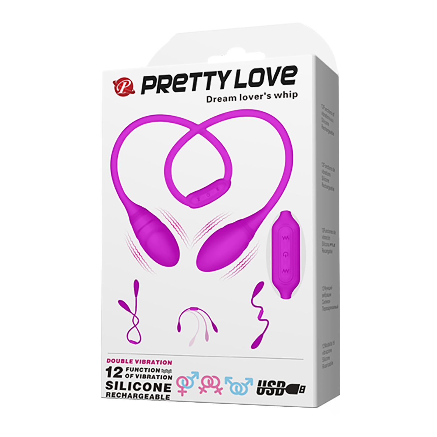 Гнучкий вібростимулятор для пар PRETTY LOVE Dream Lover's Whip, фіолетовий, 65.5 х 3.2 см
