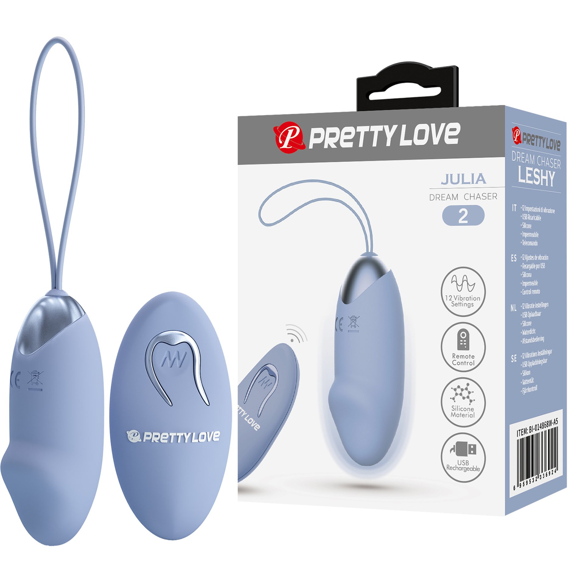 Віброяйце вагінальне Pretty Love Julia Dream з пультом, блакитне, 18.6 х 2.8 см