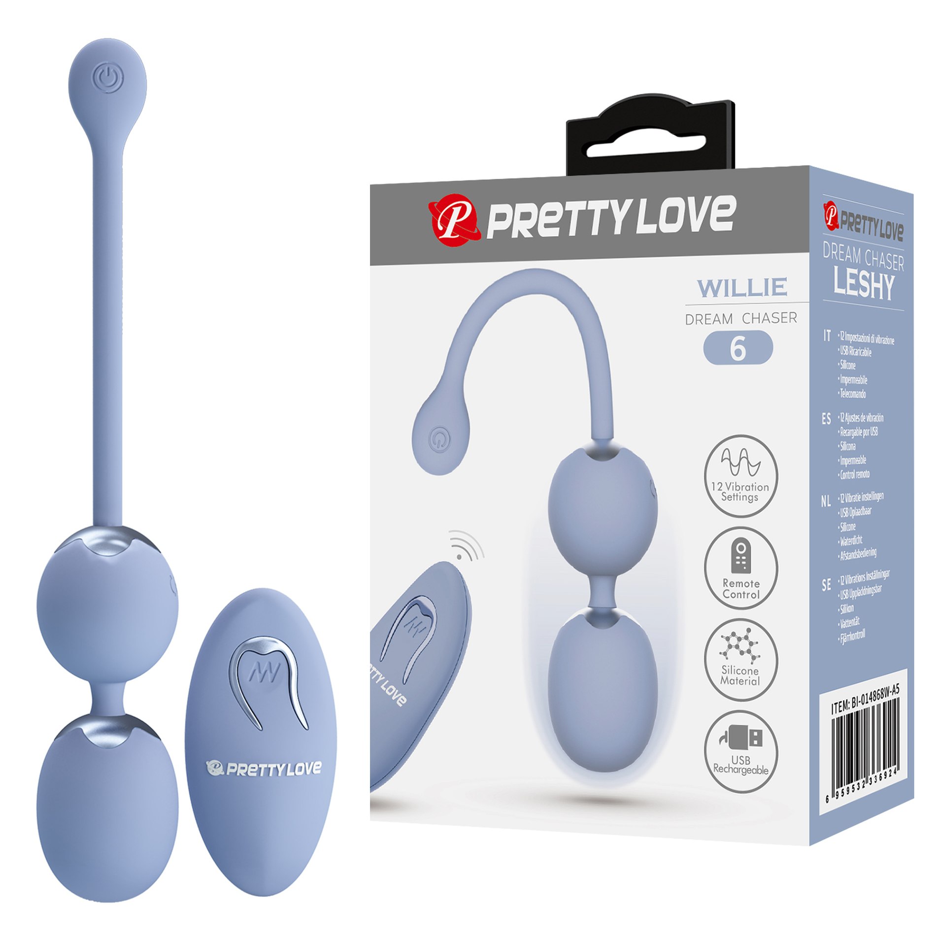 Вагинальные виброшарики PRETTY LOVE Willie с пультом, 3.4 см