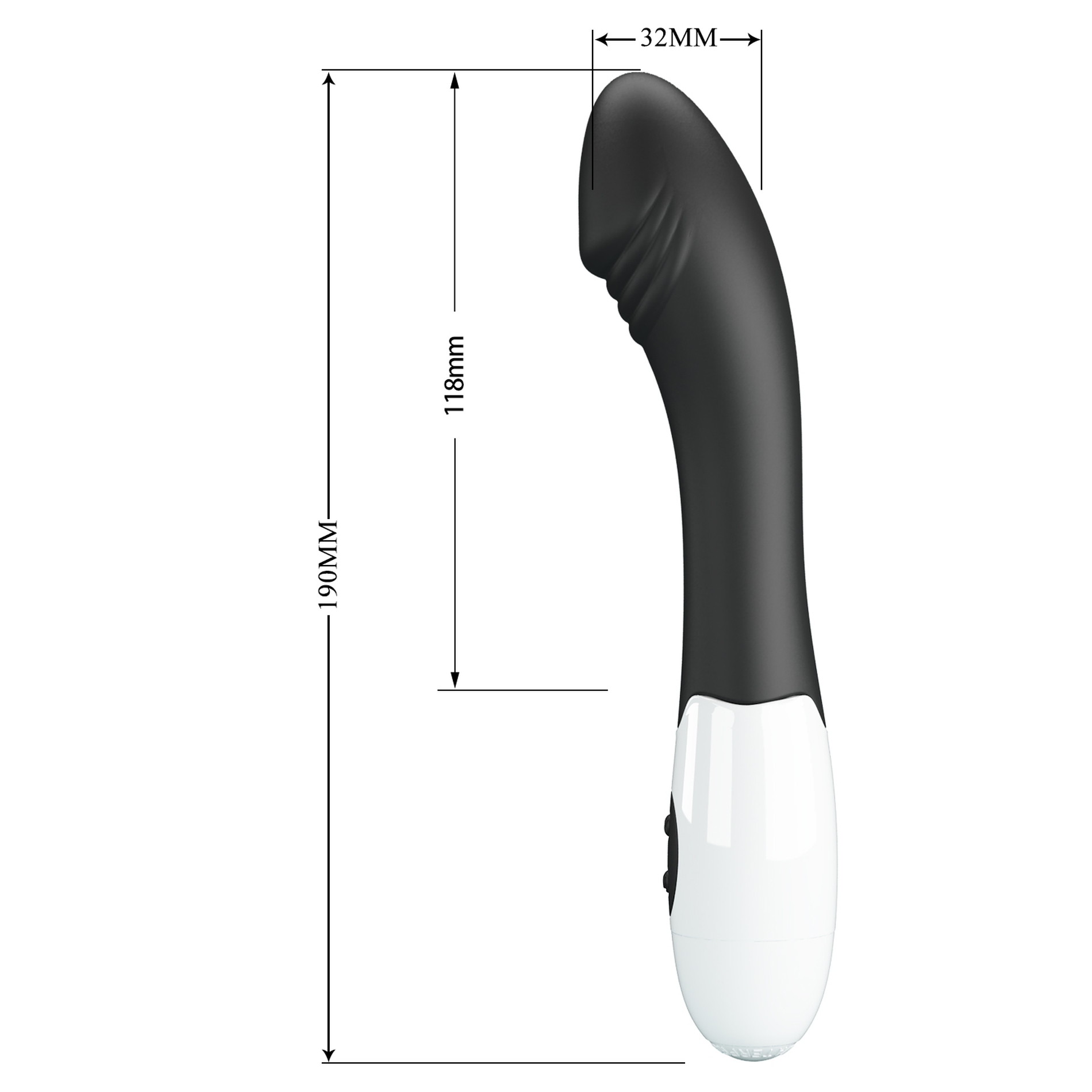 Вибратор для точки G Pretty Love Elemental Vibrator черно-белый, 19 х 3.2 см