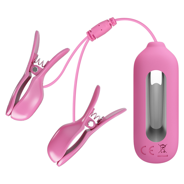 Віброзатискачі для сосків Pretty Love Nipple Clip з електростимуляцією, рожеві