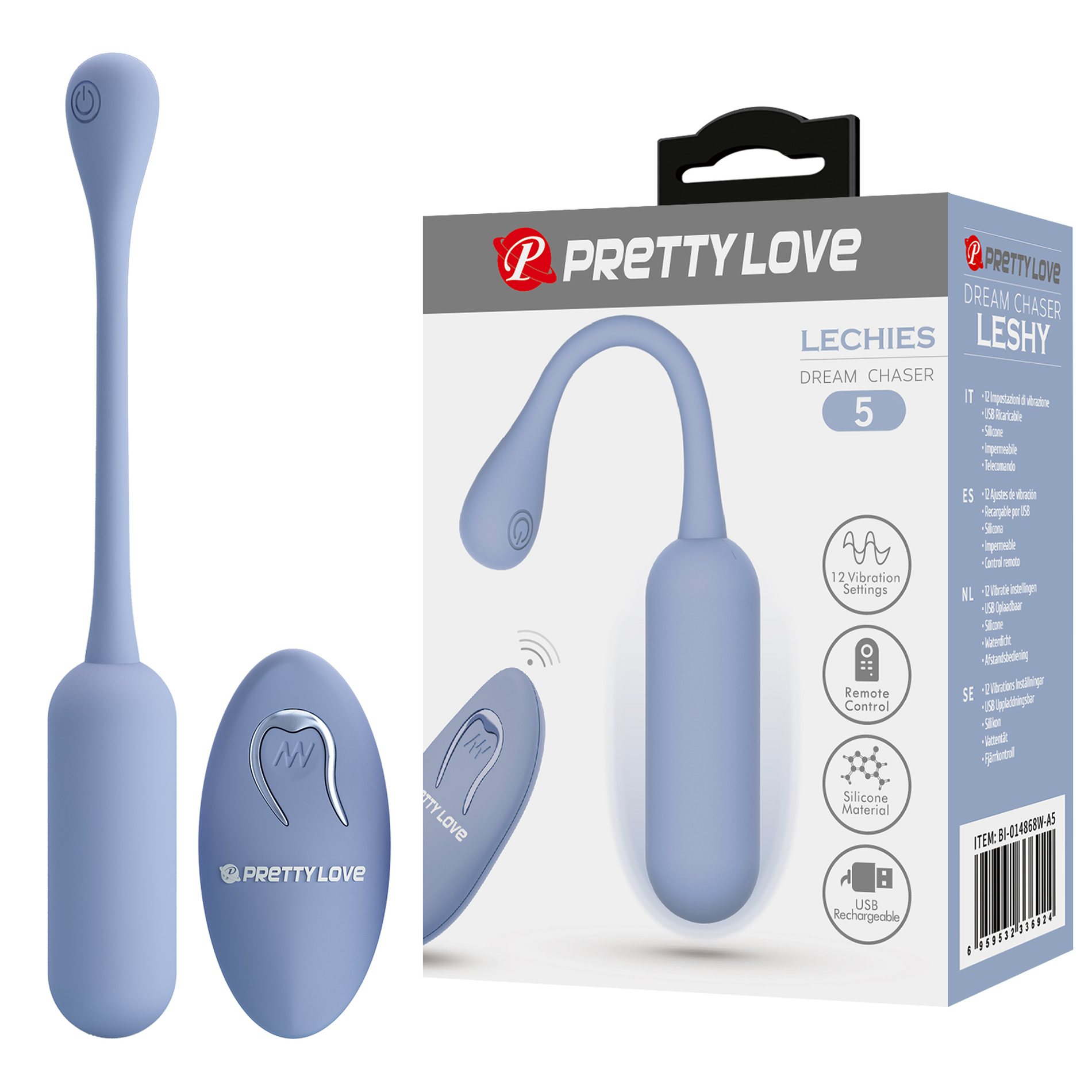 Віброяйце вагінальне Pretty Love Lechies Dream з пультом, блакитне, 18.6 х 2.8 см