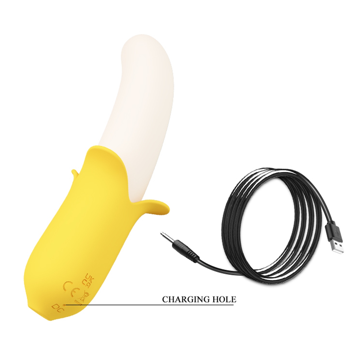 Вібратор у формі банана Pretty Love Banana Geek з фрикціями, 19.5 х 3.1 см