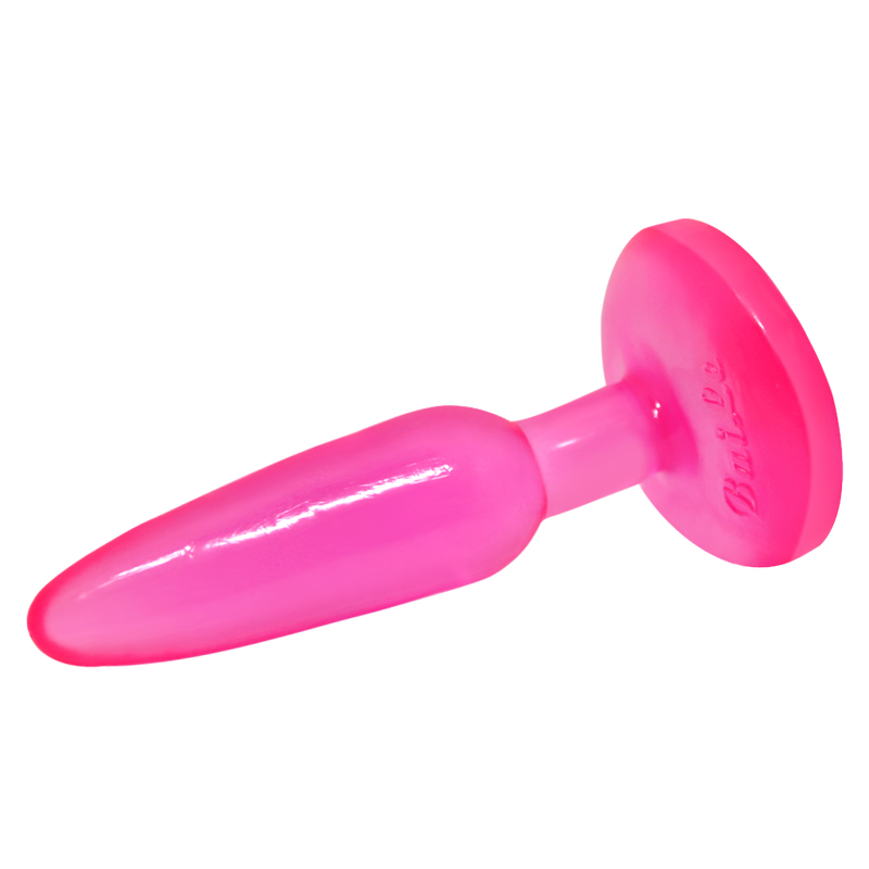 Анальна пробка на присосці BAILE Butt Plug, рожева, 14×3.5 см