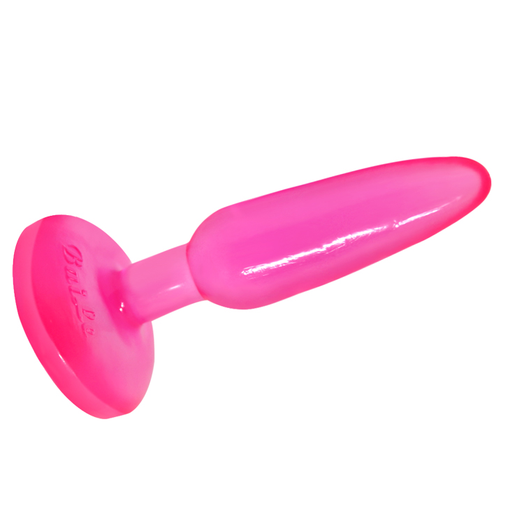Анальна пробка на присосці BAILE Butt Plug, рожева, 14×3.5 см