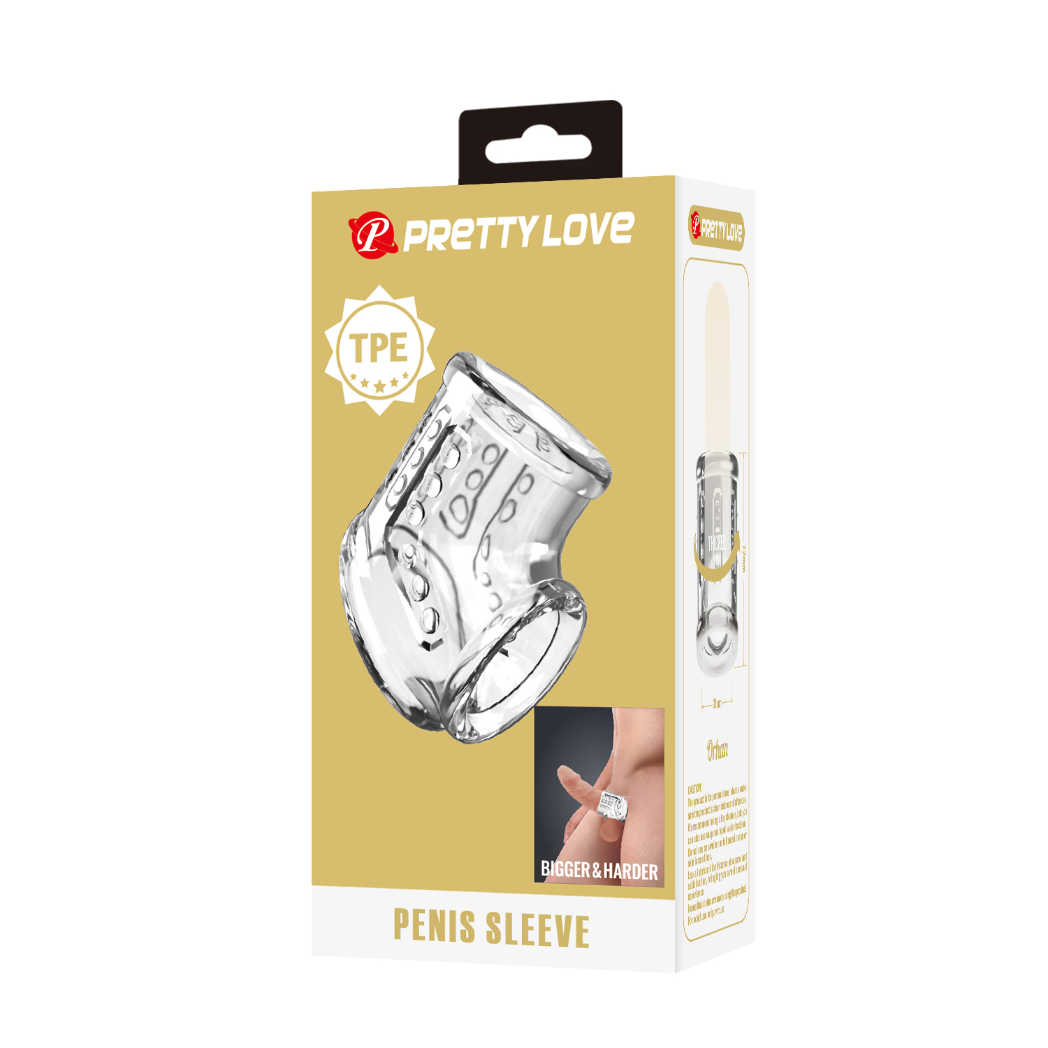 Стимуюча насадка на пеніс Pretty Love Penis Sleeve, прозрачна, 7,2 х 4,7 см