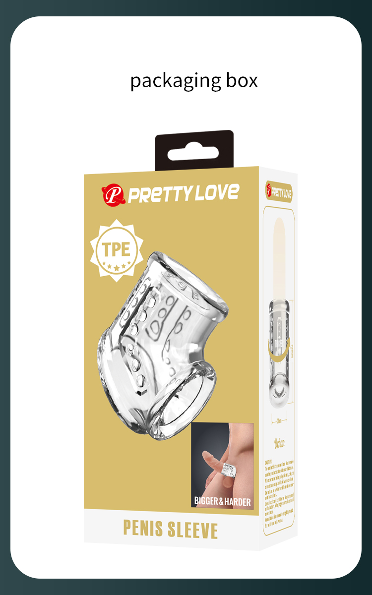 Стимуюча насадка на пеніс Pretty Love Penis Sleeve, прозрачна, 7,2 х 4,7 см