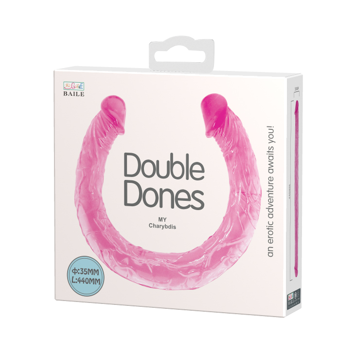 Фалоімітатор двосторонній Baile Double Dones, реалістичний, рожевий, 44 × 3,5 см