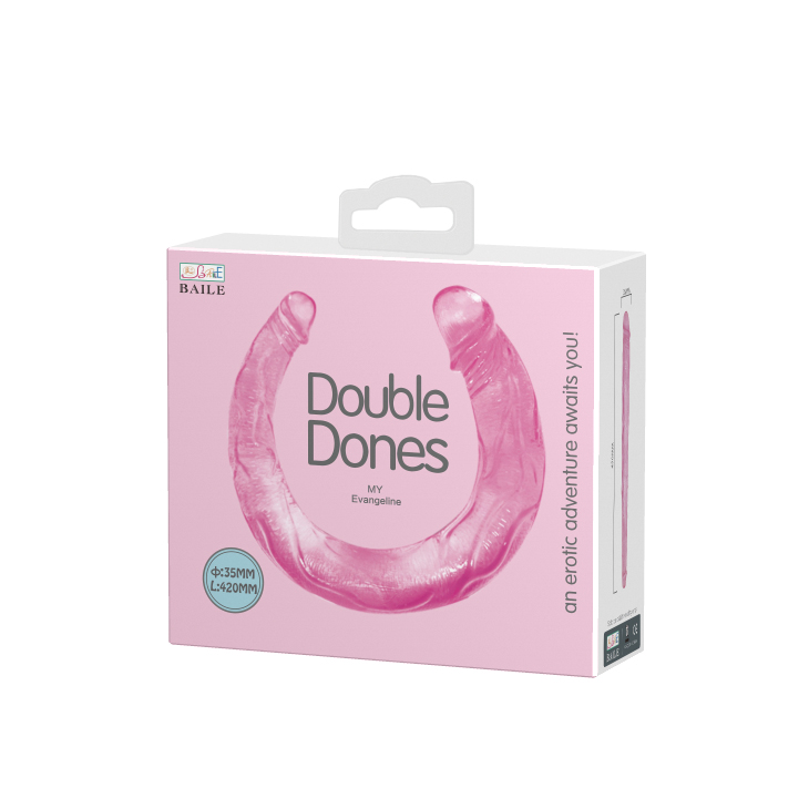 Двосторонній фалоімітатор BAILE Double Dones, рожевий, 42 × 3,5 см