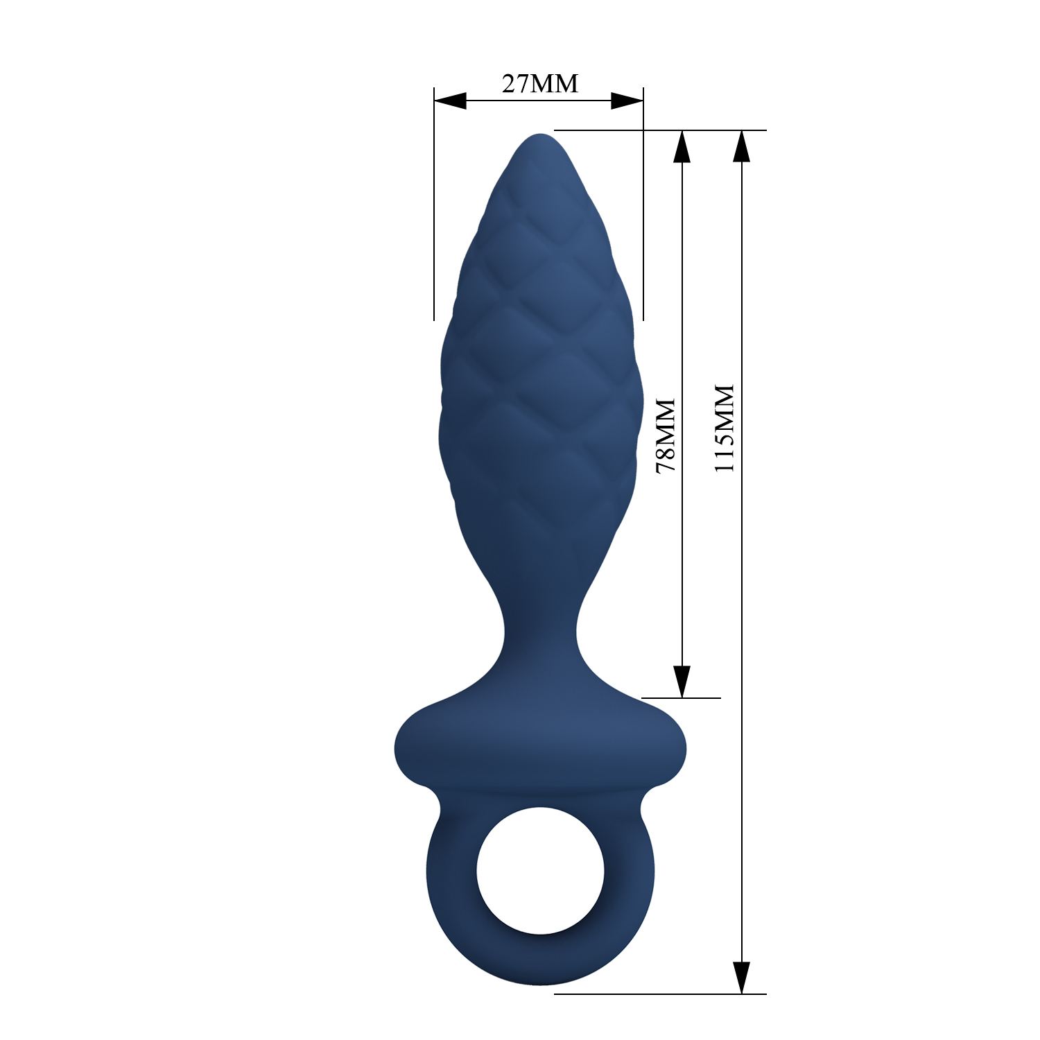Анальна пробка MR. PLAY Butt Plug with Loop, синя, розмір S, 11,5 × 2,7 см
