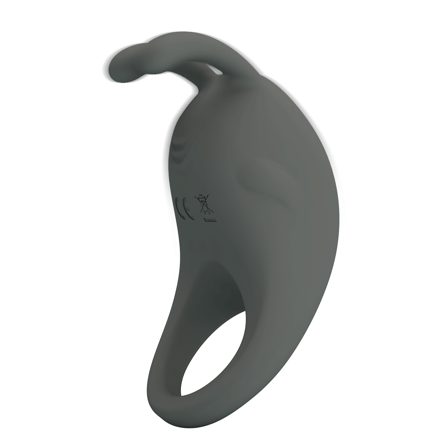 Ерекційне віброкільце PRETTY LOVE Master Ring з вусиками для клітора, сіре, 7.5 х 4 см
