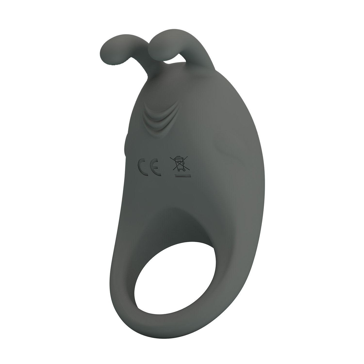 Ерекційне віброкільце PRETTY LOVE Master Ring з вусиками для клітора, сіре, 7.5 х 4 см