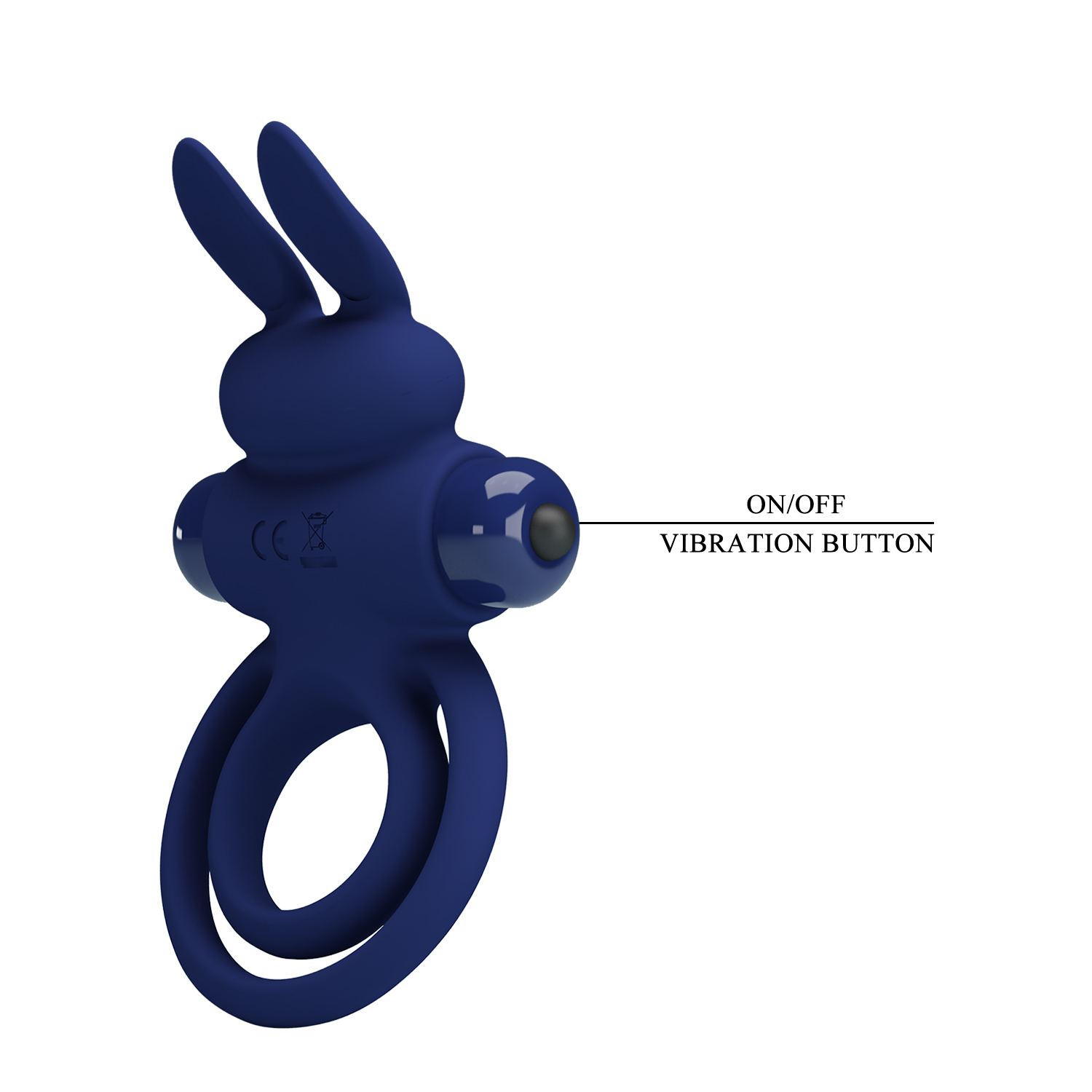 Віброкільце подвійне PRETTY LOVE Vibro Bunny III зі стимуляцією для клітора, синє, 9.7 х 6.5 см