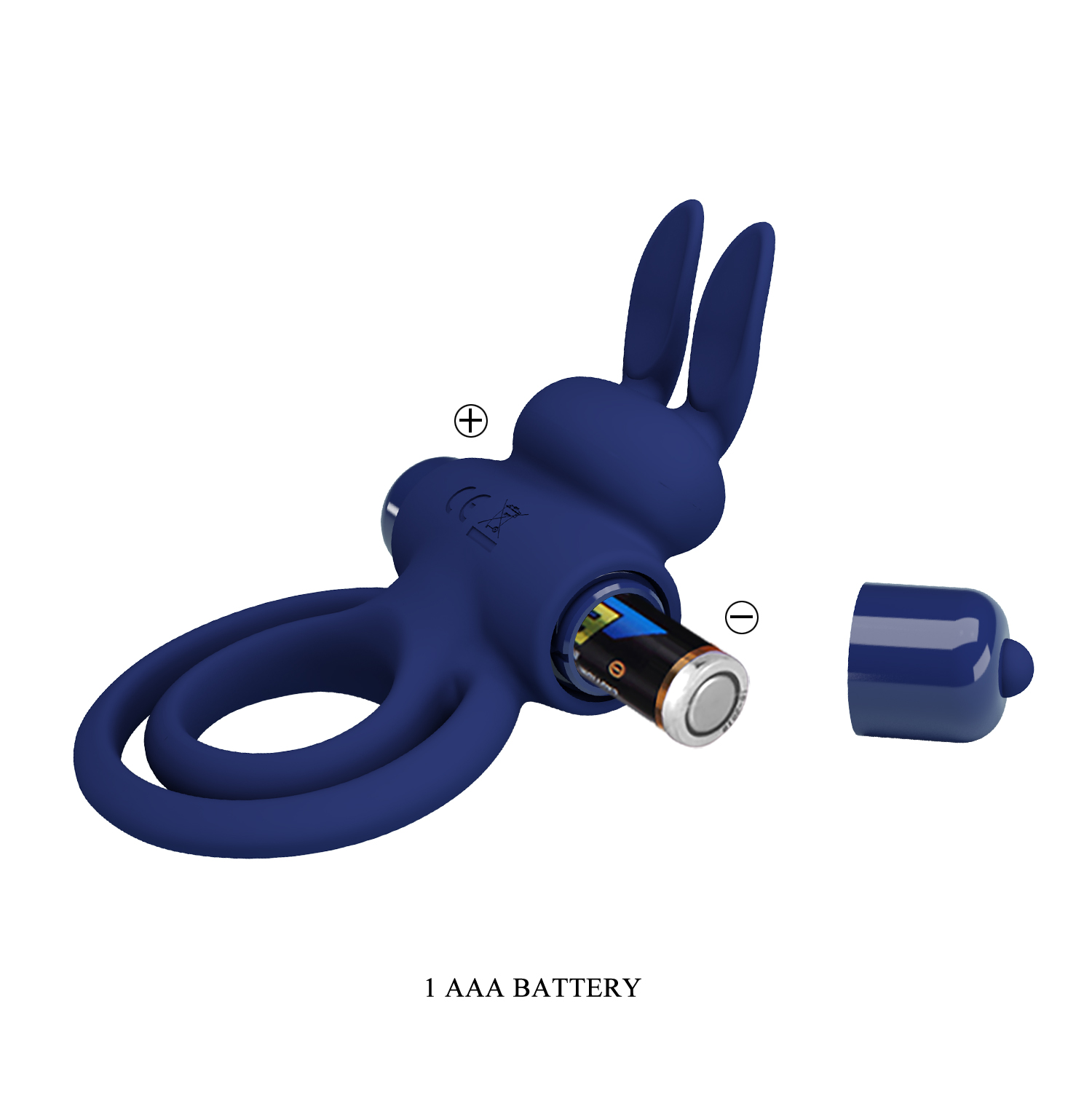 Віброкільце подвійне PRETTY LOVE Vibro Bunny III зі стимуляцією для клітора, синє, 9.7 х 6.5 см