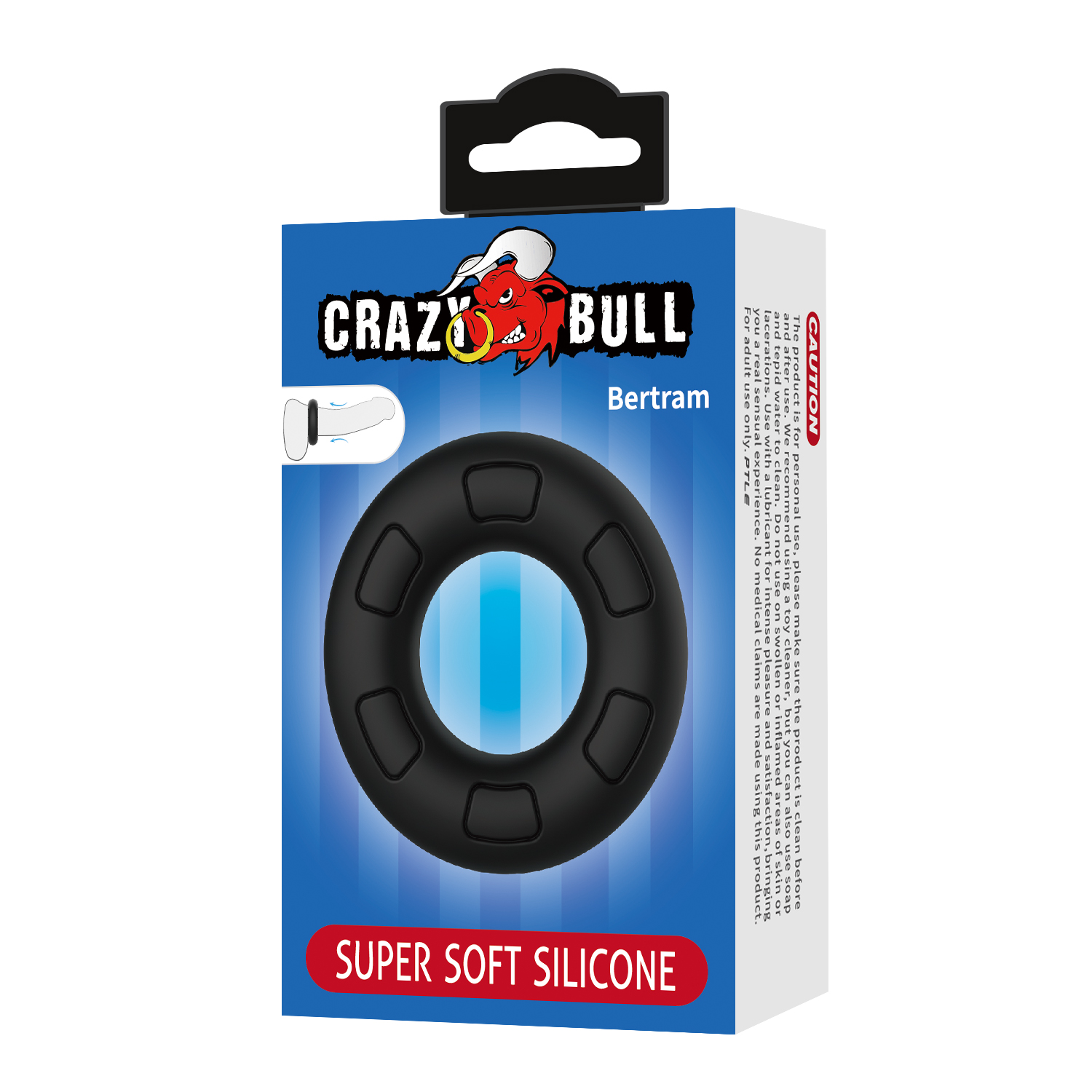 Ерекційне кільце Crazy Bull Bertram, чорне, 6,6 х 1,8 см