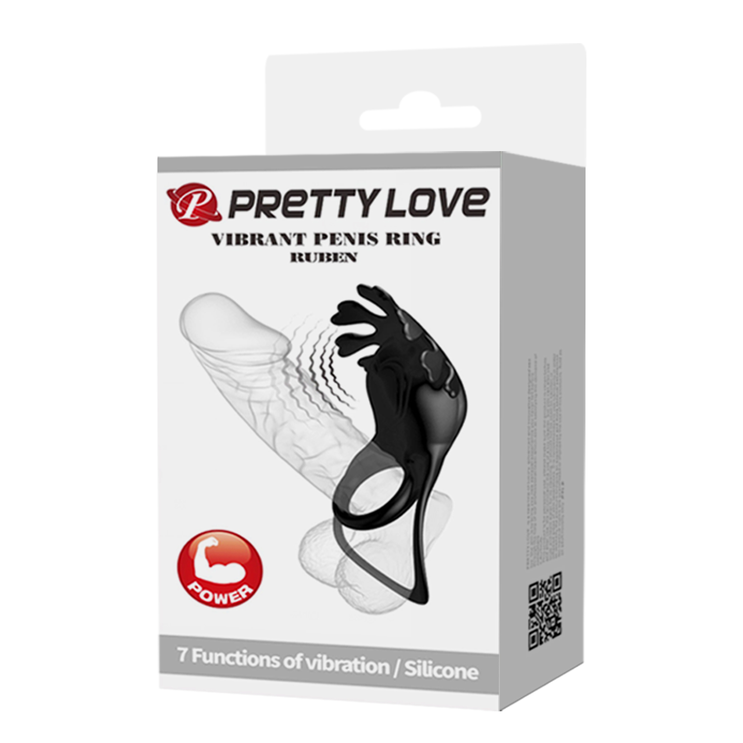 Ерекційне віброкільце PRETTY LOVE Ruben подвійне, чорне, 8.5 х 5.3 см