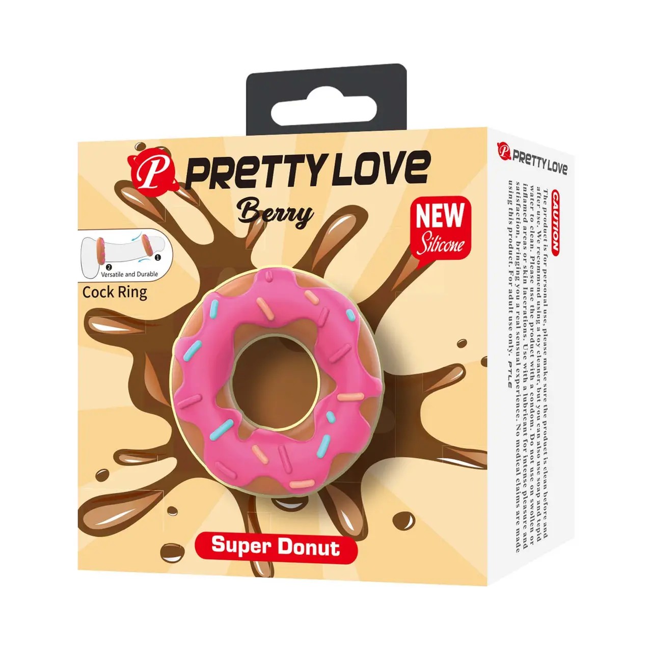 Ерекційне кільце Pretty Love Berry у формі пончика з кремом, рожеве, 4,6 × 2 см