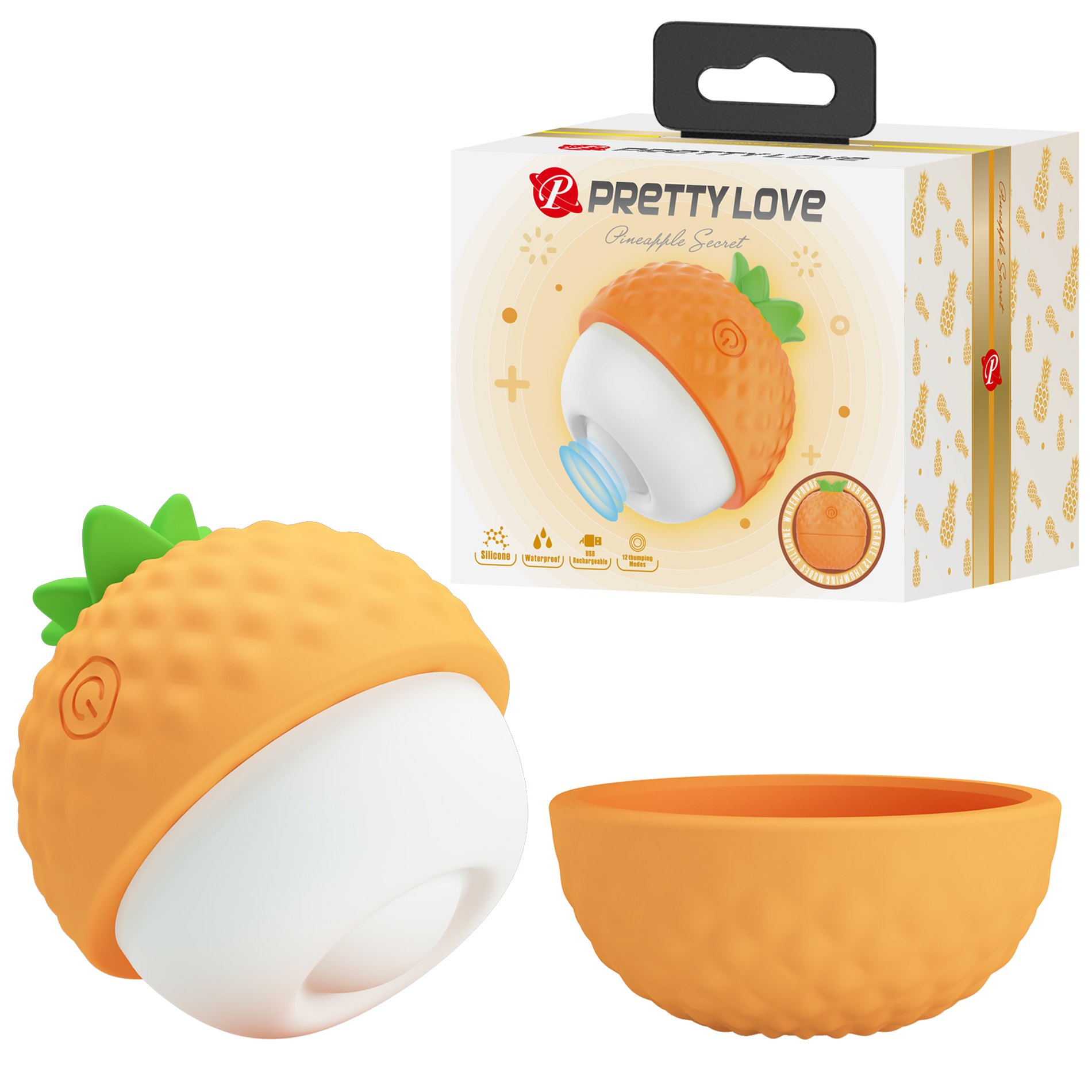Клиторальный пульсатор PRETTY LOVE Pineapple Secret оранжевый, 5,7 х 5,1 см