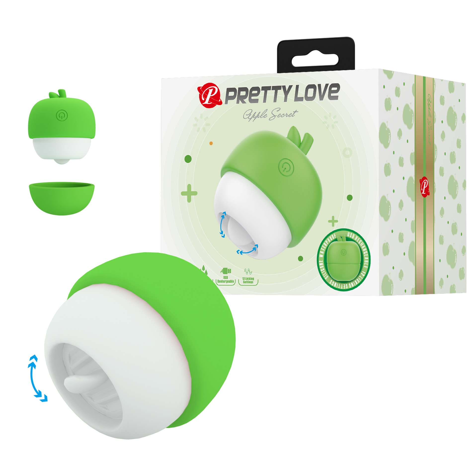 Кліторальний стимулятор із язичком Pretty Love APPLE Secret, зелений