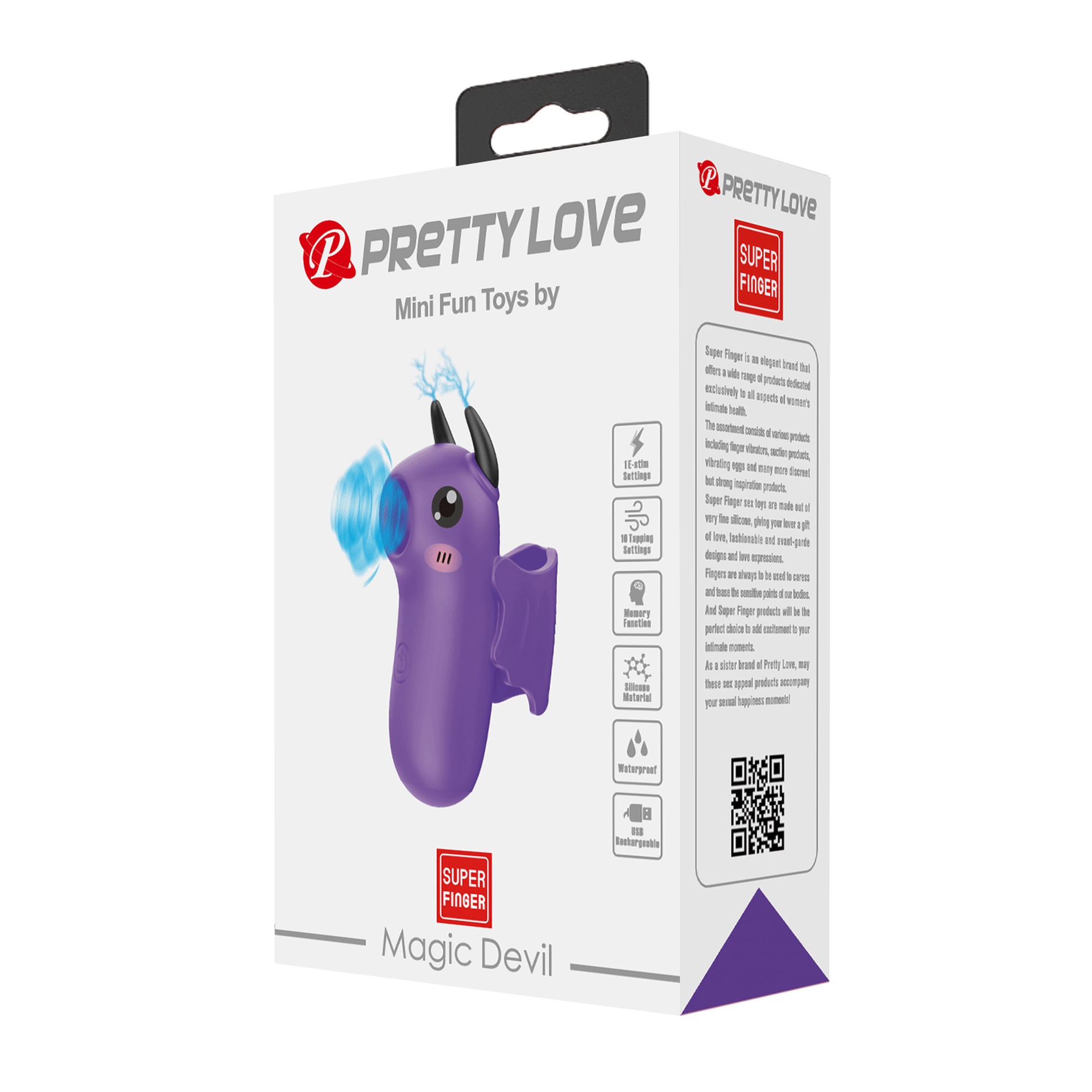 Стимулятор для клітора Pretty Love Magic Devil з смоктанням та електростимуляцією, фіолетовий, 6.9 см
