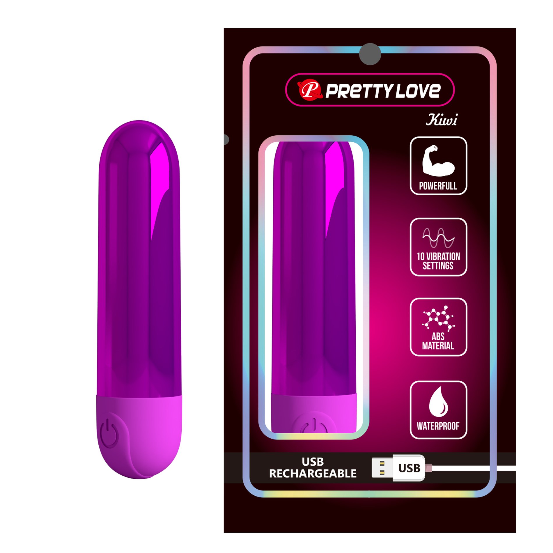 Віброкуля Pretty Love Kiwi фіолетова, 8 х 1.8 см