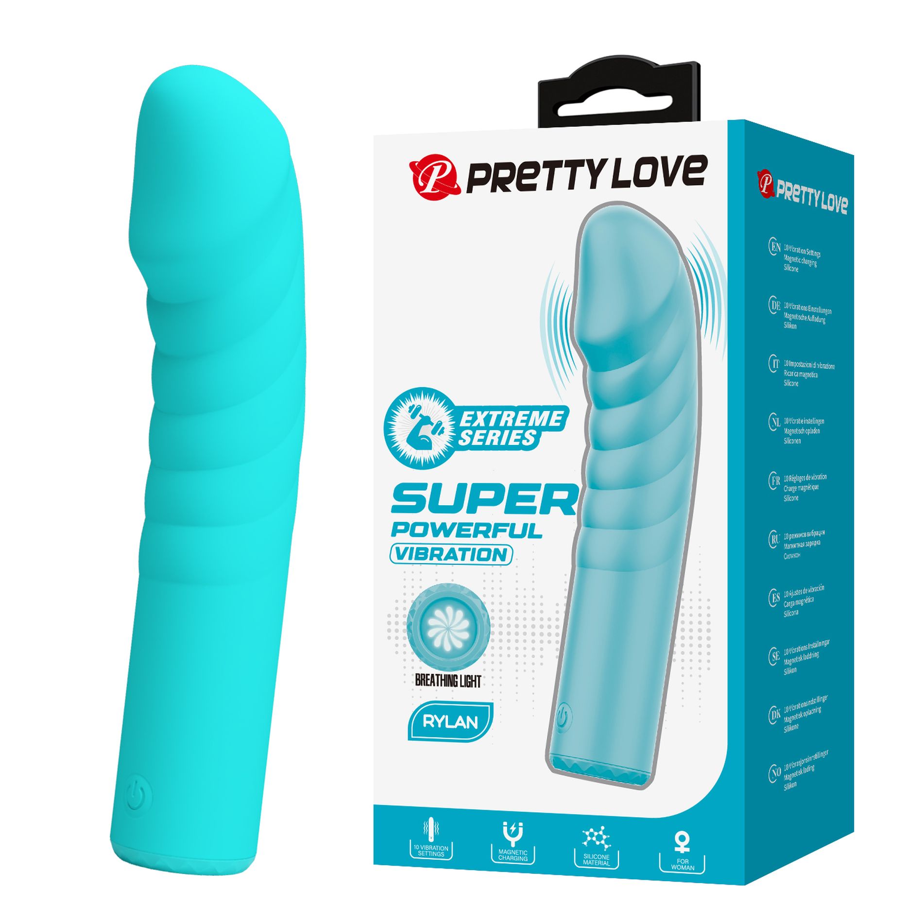 Вібратор для точки G PRETTY LOVE Rylan бірюзовий, 16 х 3.4 см