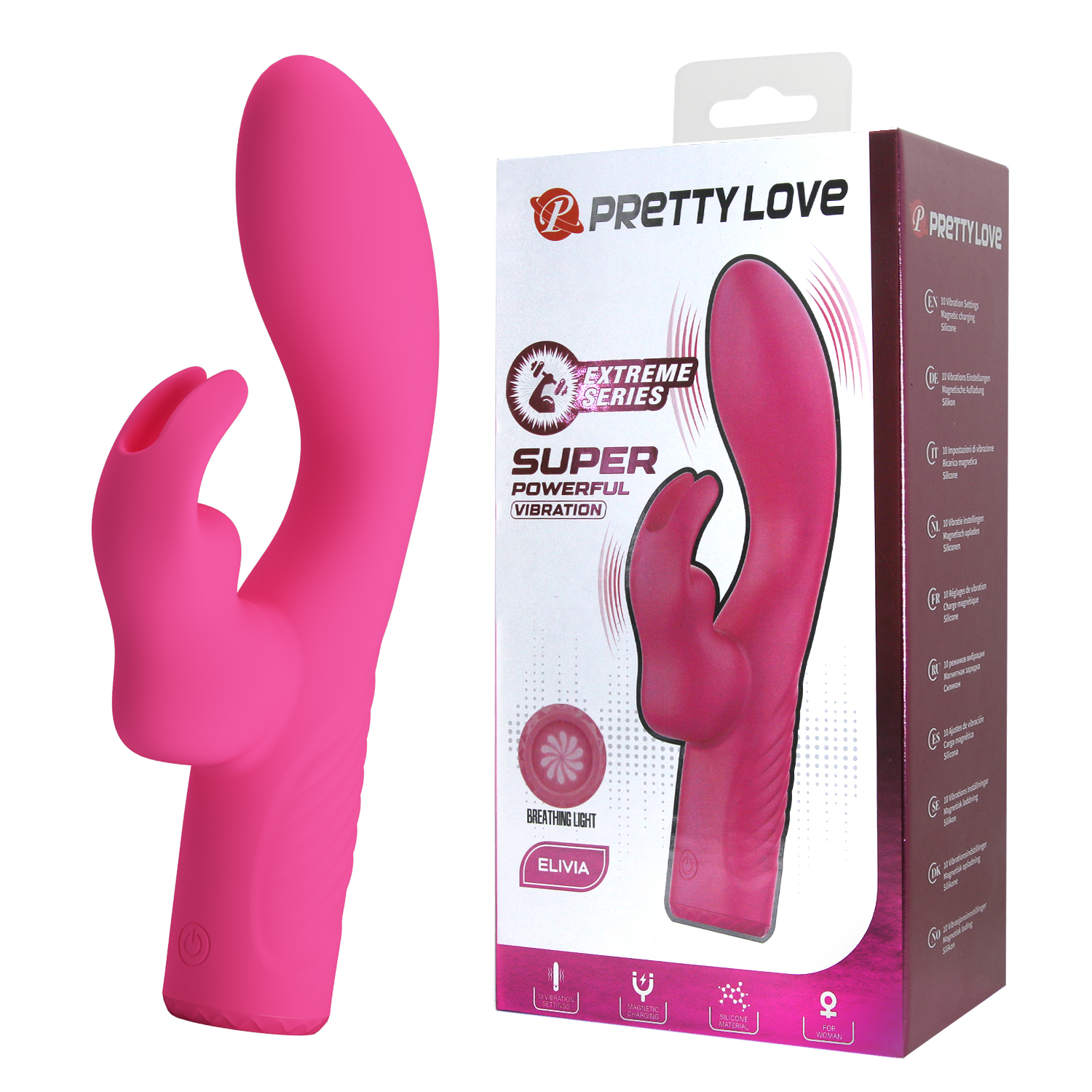 Мини вибратор-кролик Pretty Love Elivia, розовый, 17,2 х 3,4 см