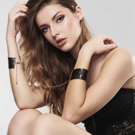 Браслети-наручники DESIR METALLIQUE чорні Bijoux Indiscrets